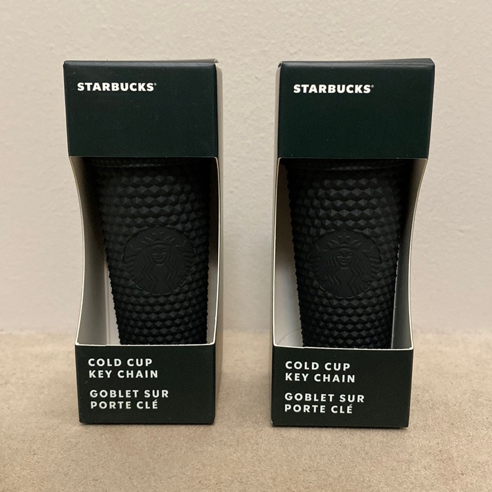 Set of 2 Starbucks Dark Green Studded Cold Cup Keychains